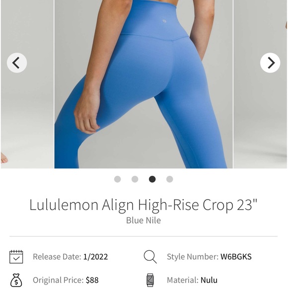 Lululemon Align High-Rise Crop 23" Blue Nile EUC Size 8 - Picture 4 of 11